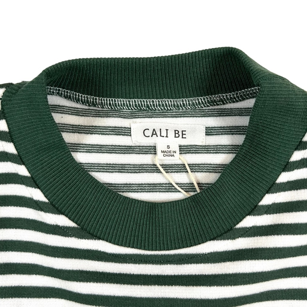 CALI BE Women’s Small Green/ White Striped Layer Look Pullover NWT. - Picture 4 of 8